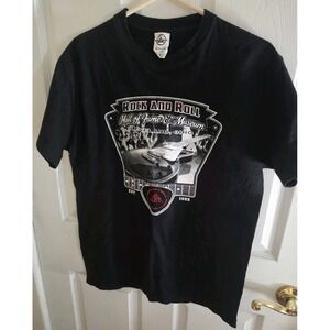 Vintage Y2K Rock and Roll Hall of Fame & Museum T Shirt SZ Med Black